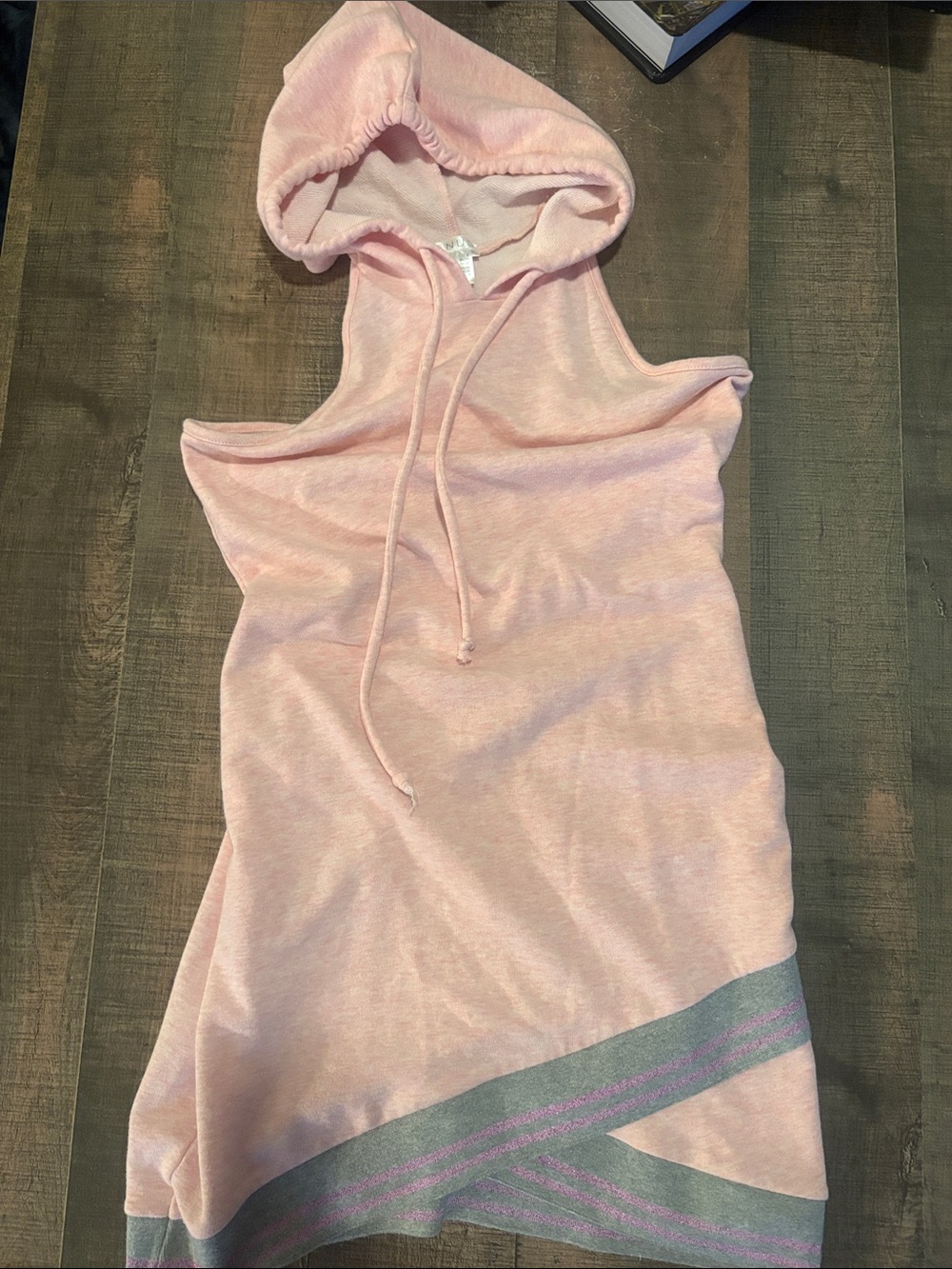 Sleeveless Hooded Tunic Dress in Soft Pink Small